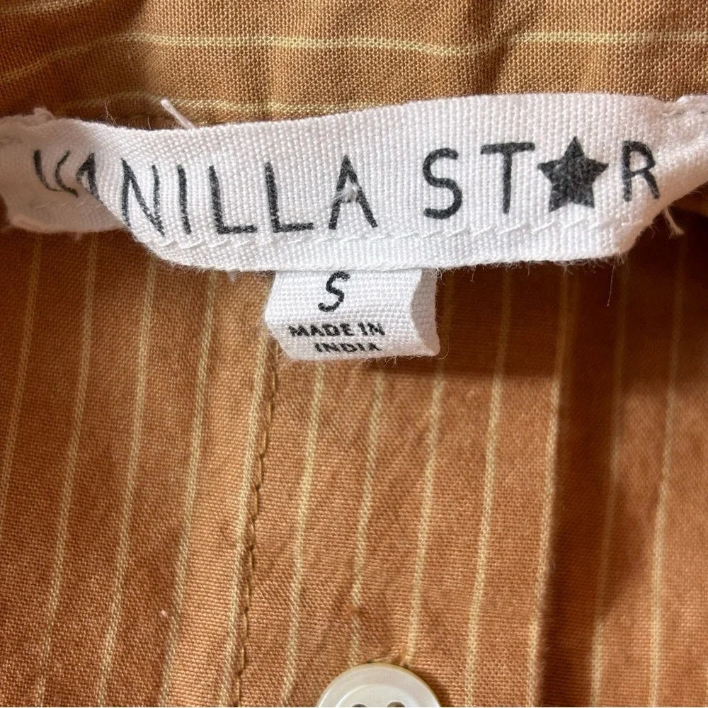 Vanilla Star Button Up Long Sleeve Shirt Pinstripe Top Burnt Orange Size Small - Picture 6 of 12